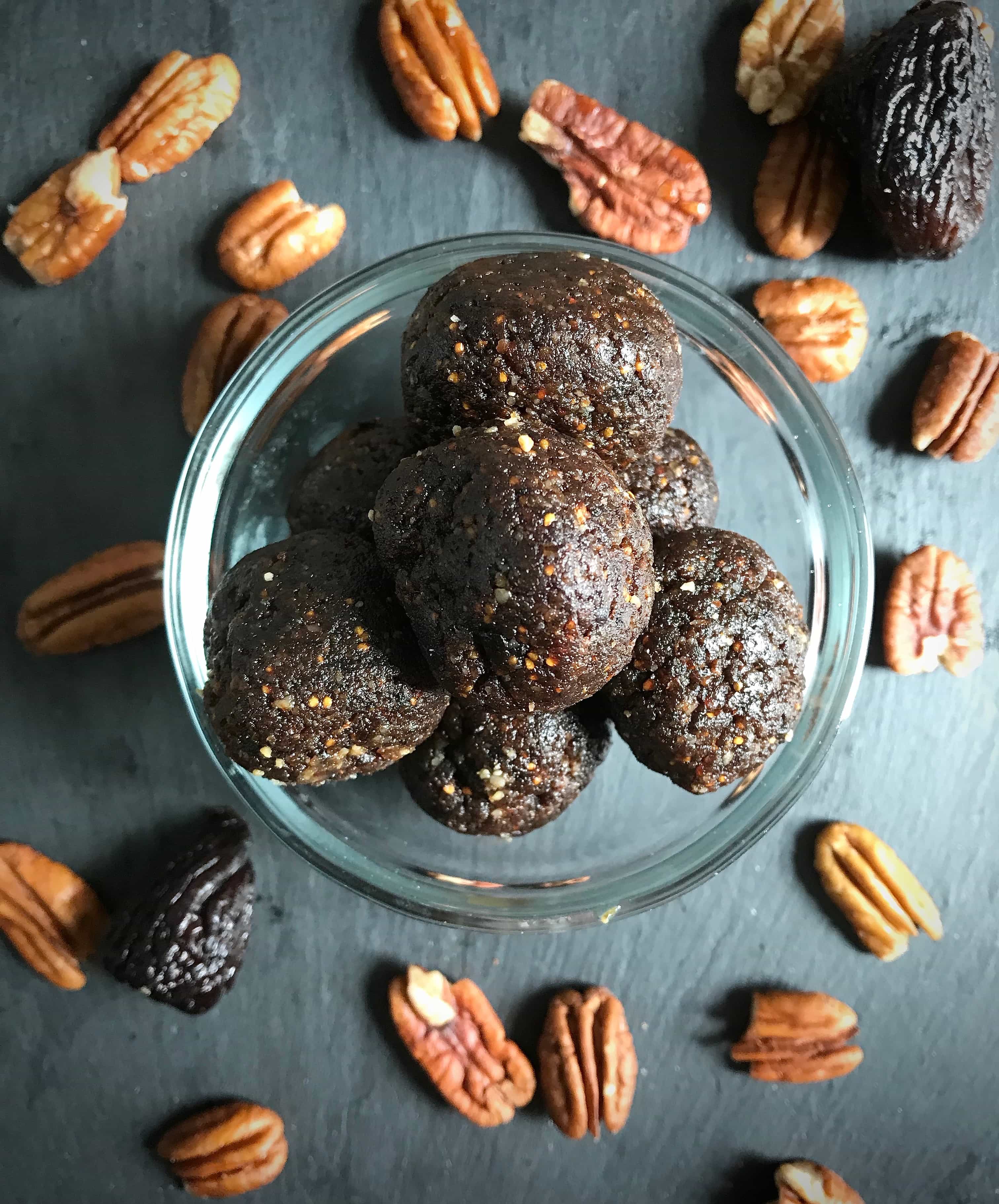 Fig Pecan no-bake whole30 energy balls