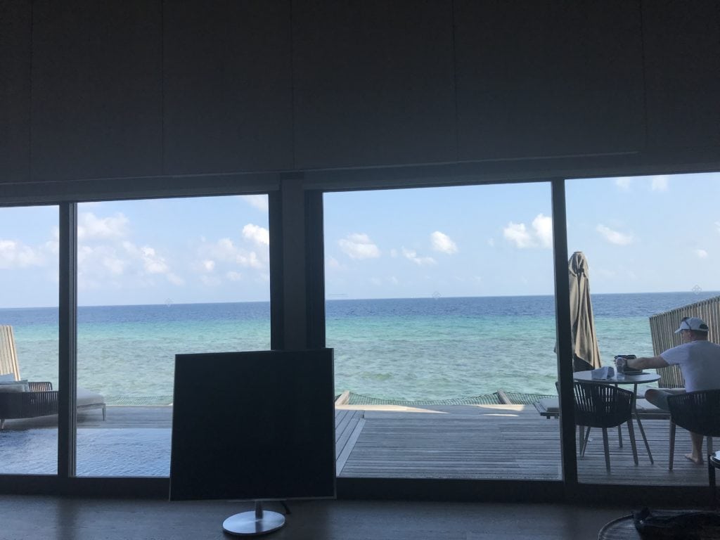 view from overwater villa, St. Regis Maldives 
